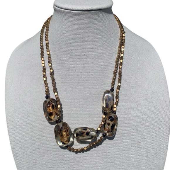 Jewelry - Boho Chic Vintage Multi-strand Gold Brown & Black Beaded Statement Neckl…